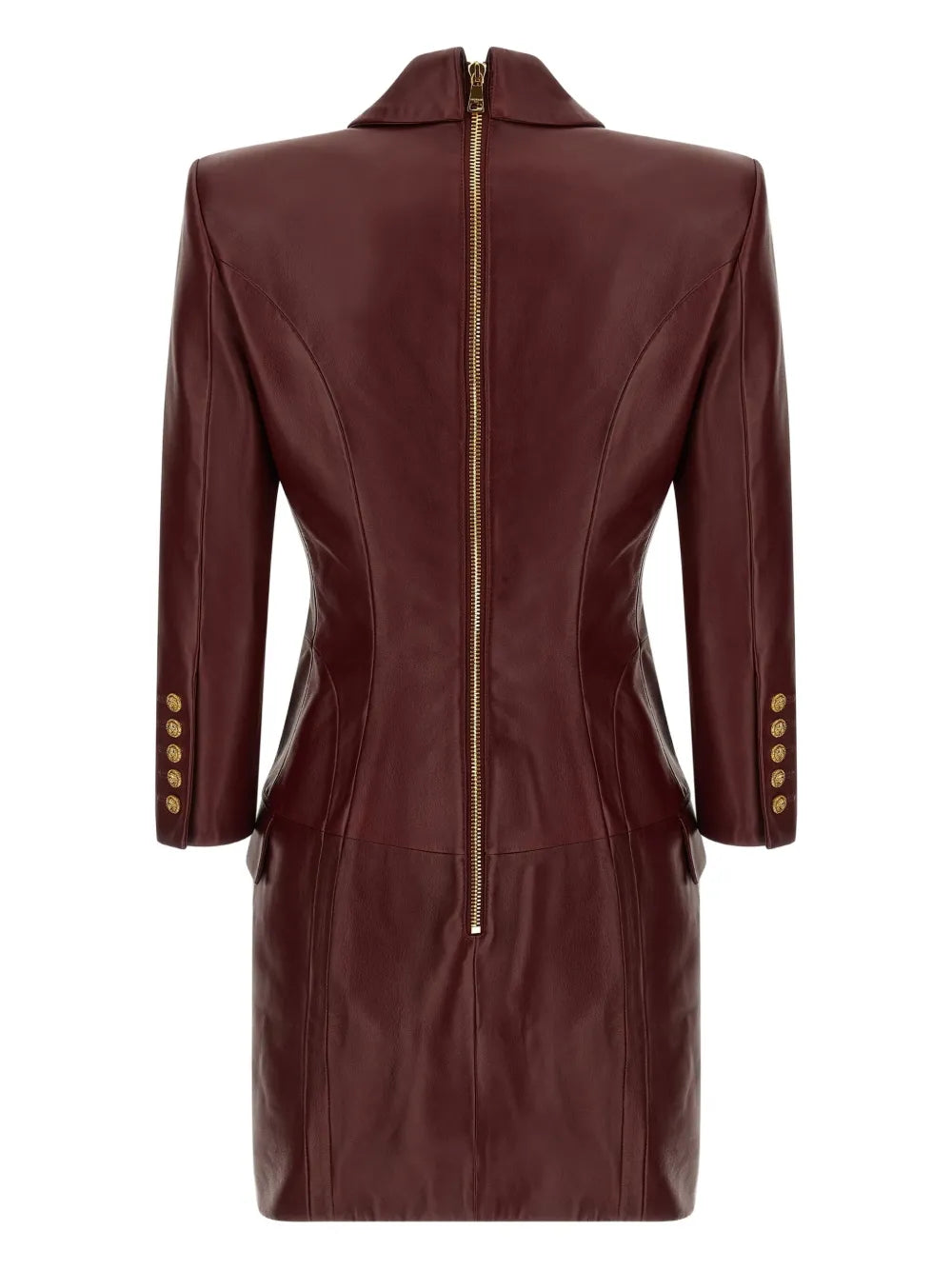 double-breasted leather mini dress