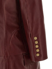 double-breasted leather mini dress