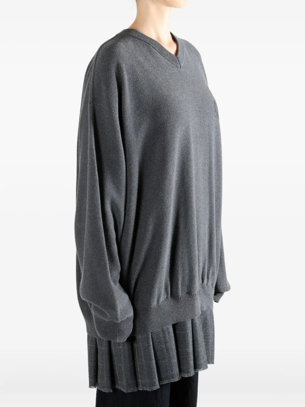 V-neck pleated dress