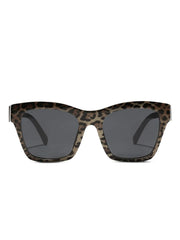 leopard-motif squared-frame sunglasses