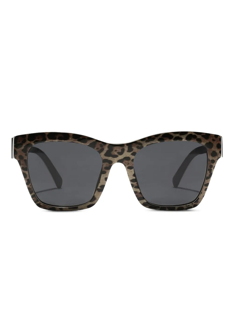 leopard-motif squared-frame sunglasses