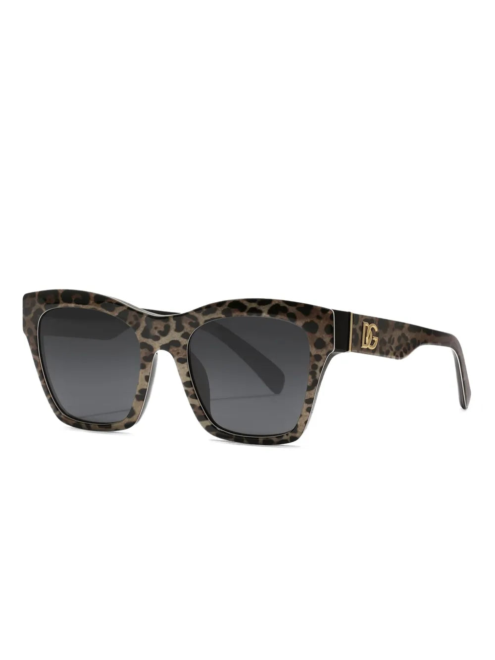 leopard-motif squared-frame sunglasses