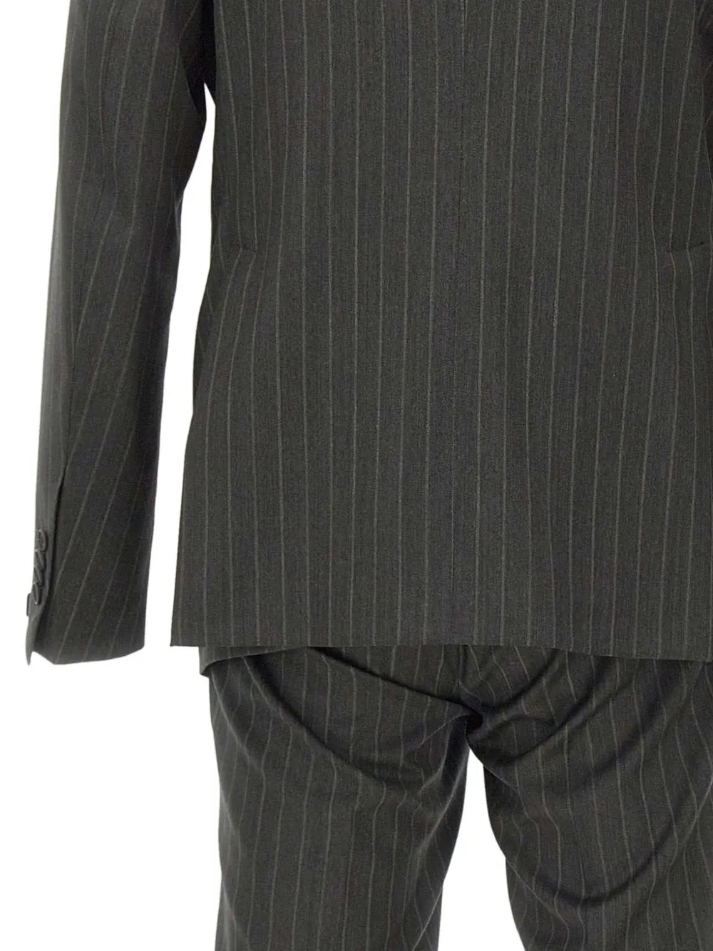 pinstriped double-breasted suit