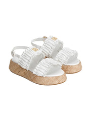 shirred-effect logo-plaque sandals