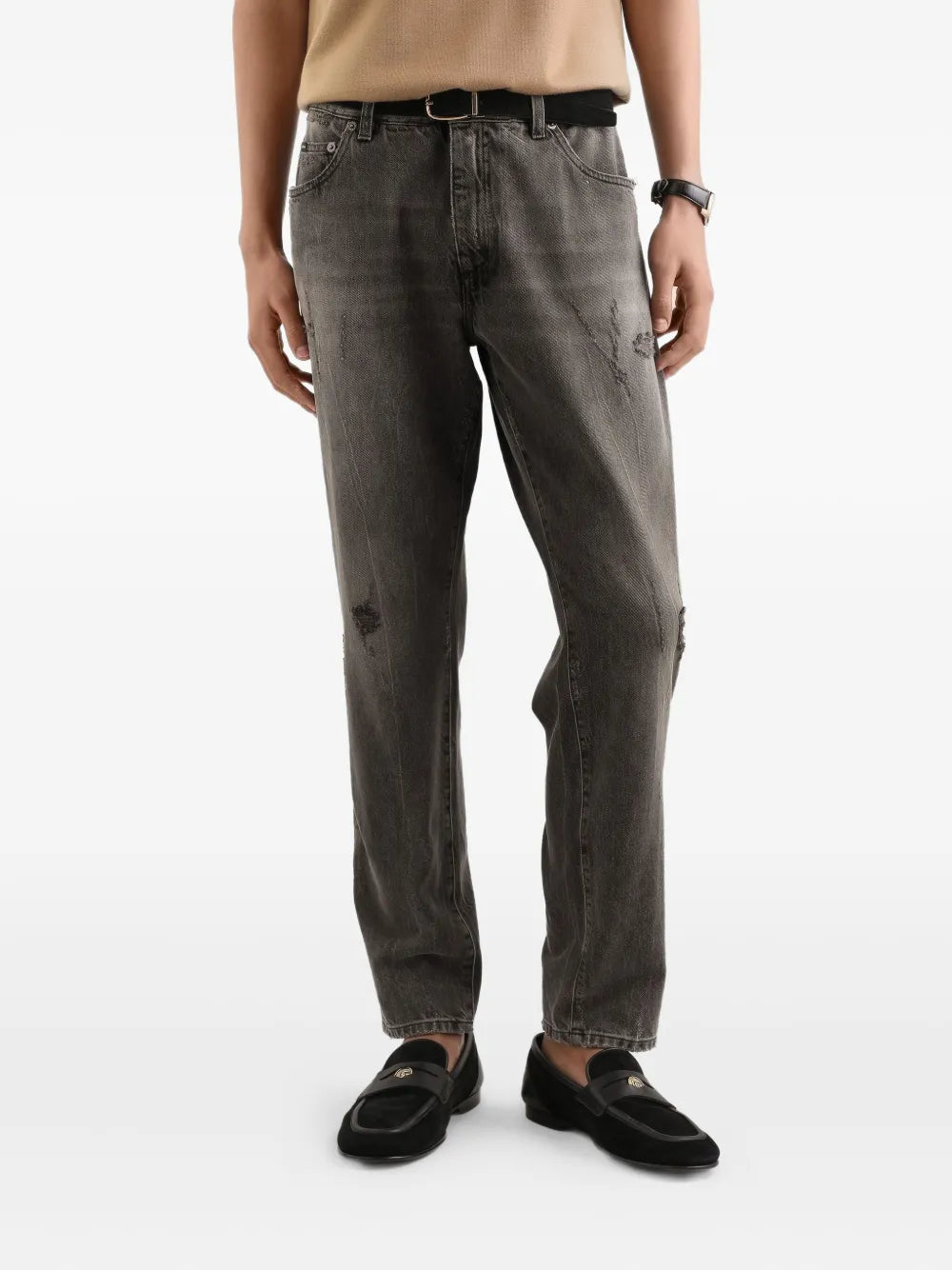 distressed-effect jeans