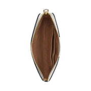 Coach Corner Zip Wristlet In Signature Canvas With Stripe Signature Canvas-Gold-White-Chalk
