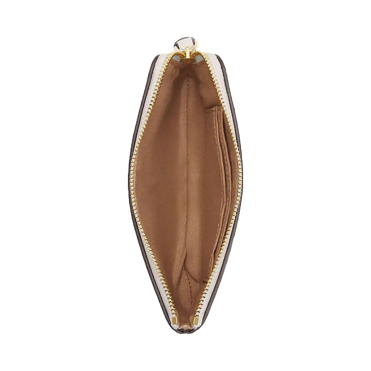 Coach Corner Zip Wristlet Pebbled Leather-Gold-Chalk