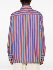 striped-pattern logo-embroidered shirt