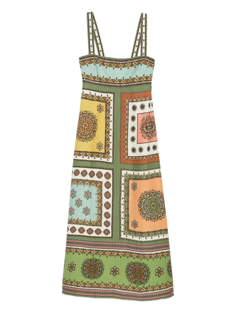 Contina square-neck midi dress