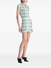 plaid-detail zip-fastening top