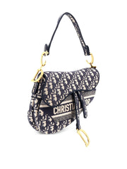 Saddle Handbag Logo Embroidered Oblique Canvas Medium shoulder bag