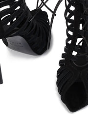 Cage lace-up ankle boots