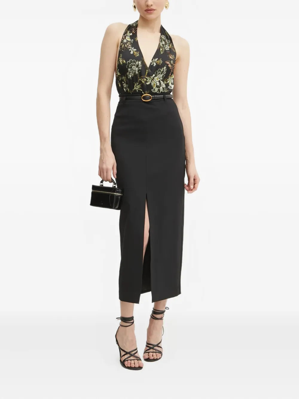 Guilded floral-sequin bodysuit