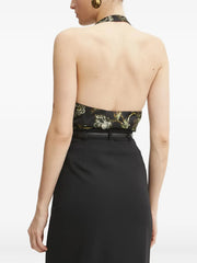 Guilded floral-sequin bodysuit