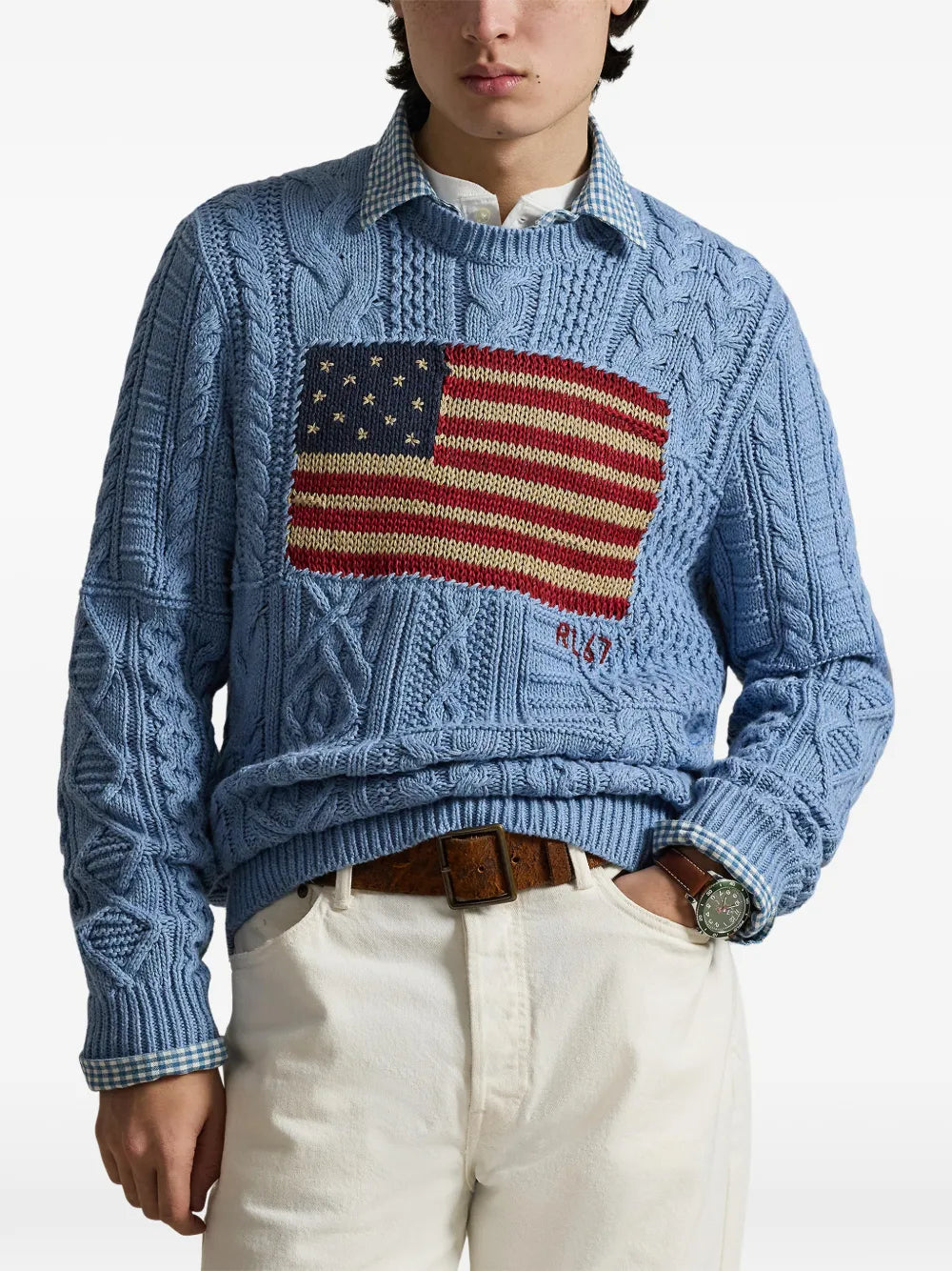 flag-motif sweater