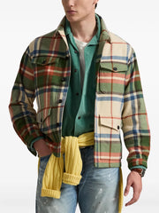 plaid-pattern buttoned overshirt