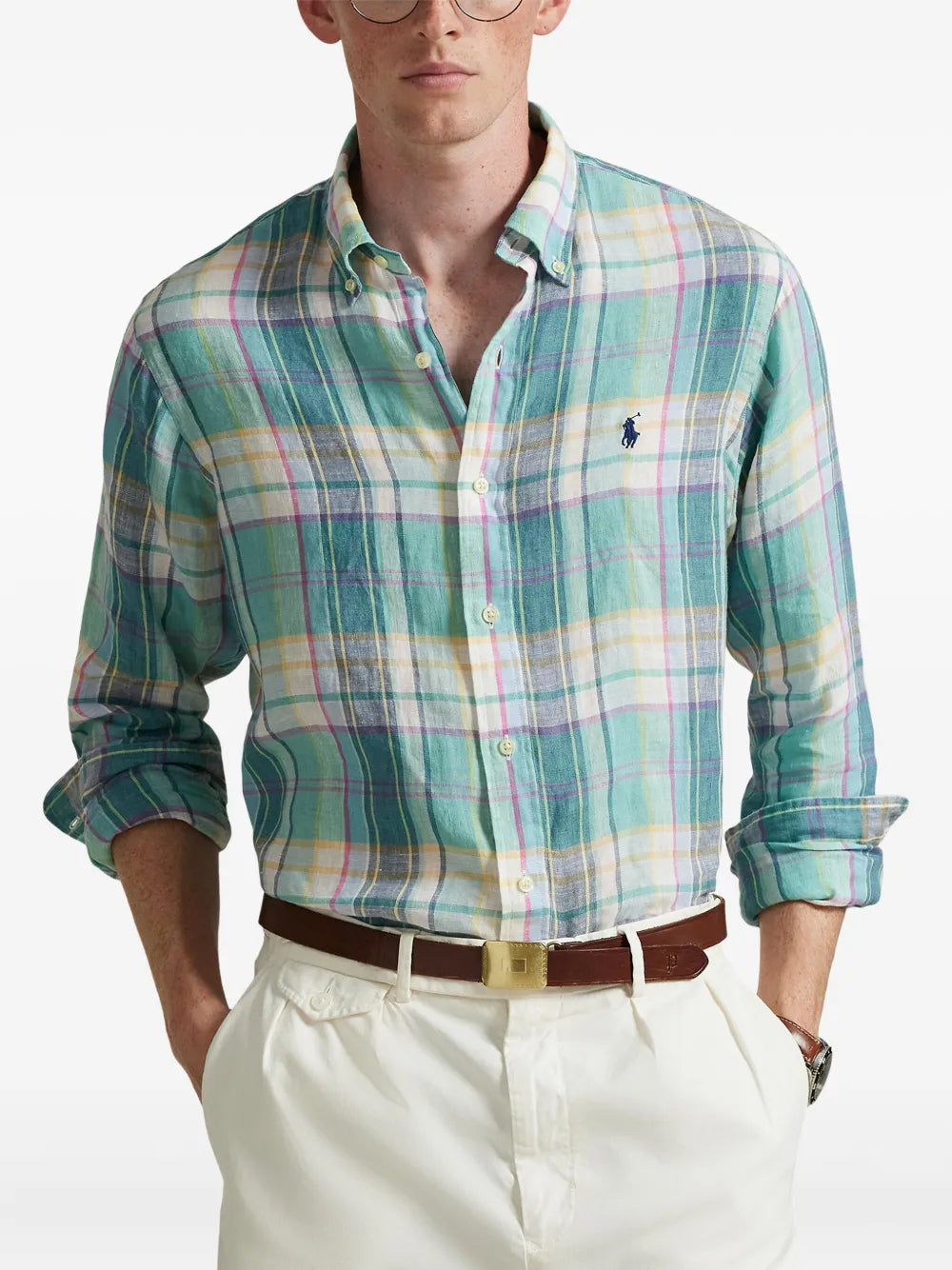 plaid button-down shirt