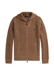 waffle-knit full-zip cardigan