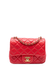 2019 Mini Square Classic Lambskin Pearl Crush Single Flap crossbody bag