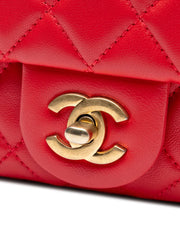 2019 Mini Square Classic Lambskin Pearl Crush Single Flap crossbody bag