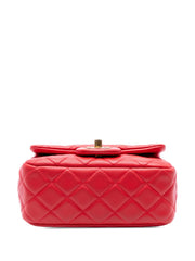 2019 Mini Square Classic Lambskin Pearl Crush Single Flap crossbody bag