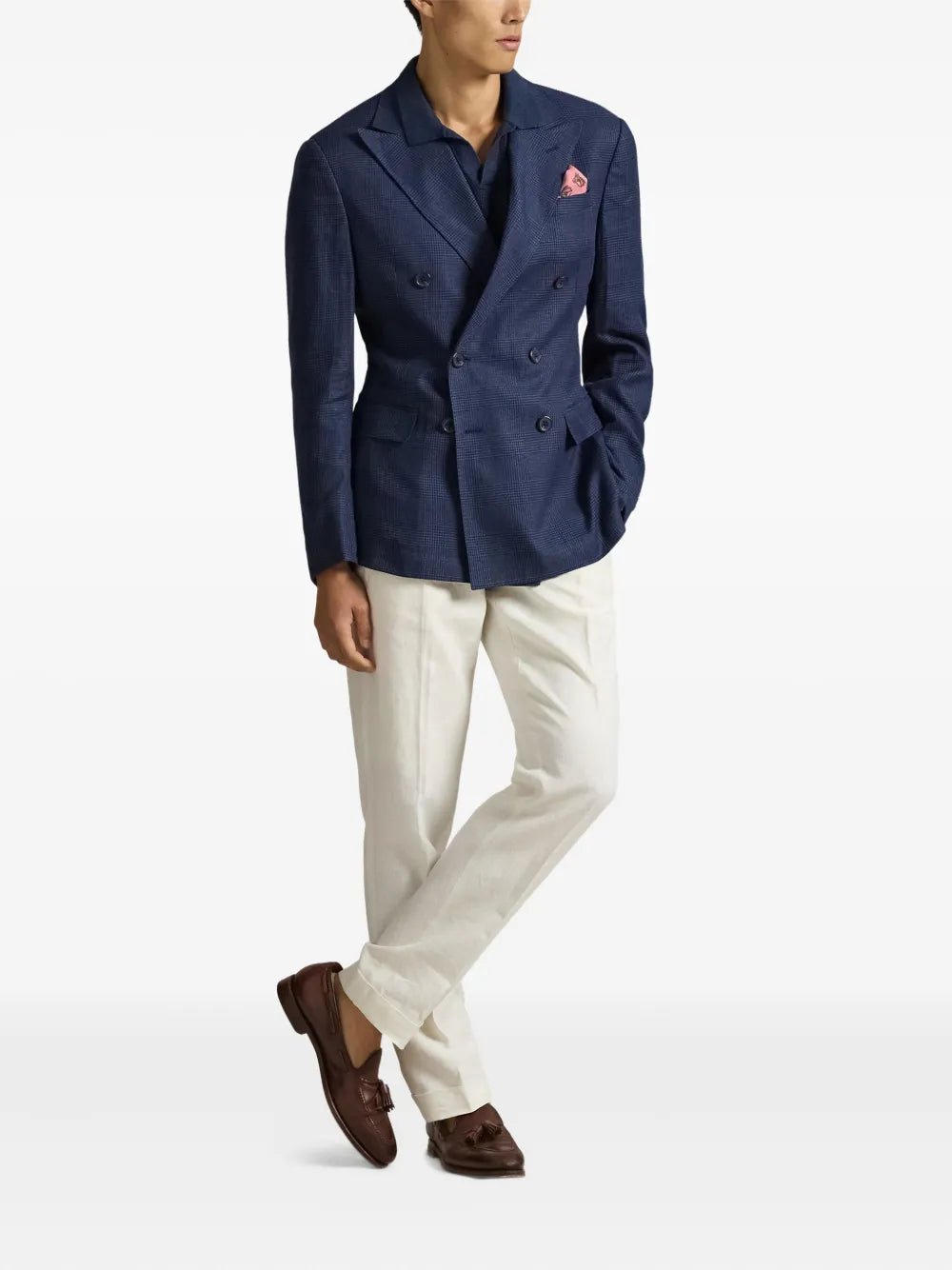 Glen plaid double-breasted blazer