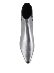 pointed-toe leather boots