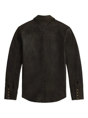 embroidered suede shirt