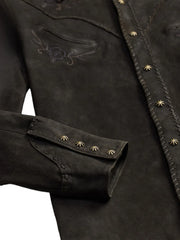 embroidered suede shirt