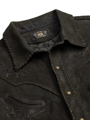 embroidered suede shirt