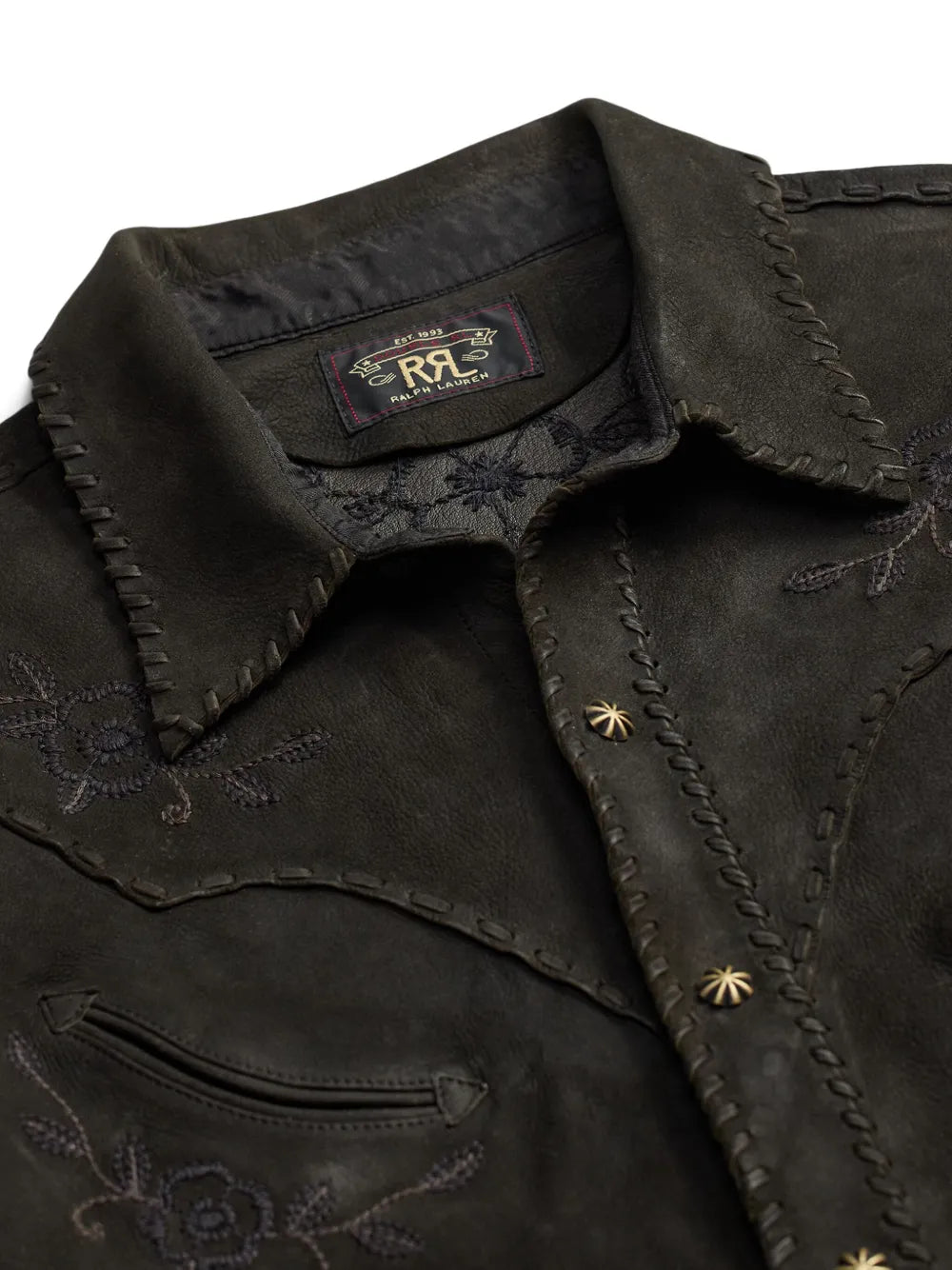 embroidered suede shirt