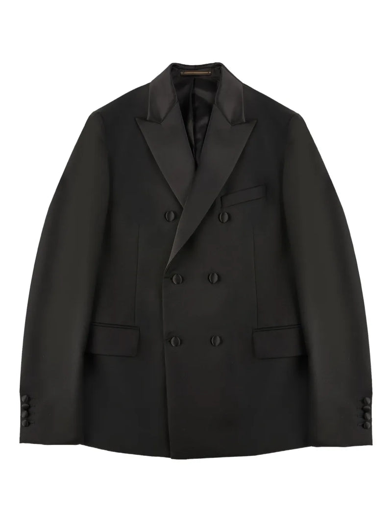 flap pocket wool double-breasted blazer