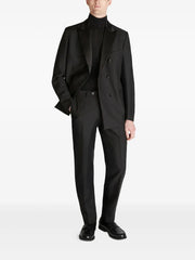 flap pocket wool double-breasted blazer