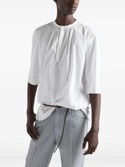 band-collar raw-cut shirt