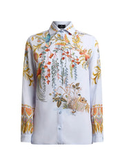 flora-fauna-print silk shirt