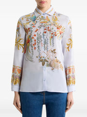 flora-fauna-print silk shirt