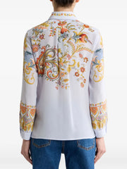 flora-fauna-print silk shirt