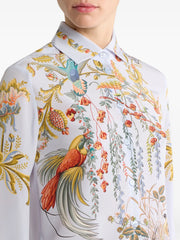flora-fauna-print silk shirt
