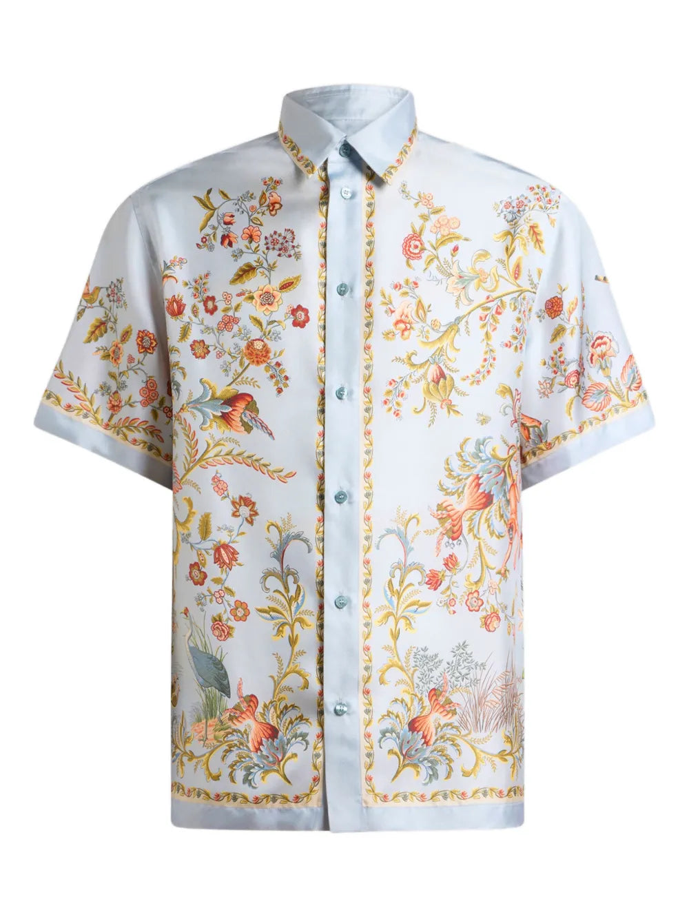 flora-fauna-print silk shirt