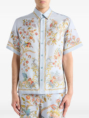 flora-fauna-print silk shirt