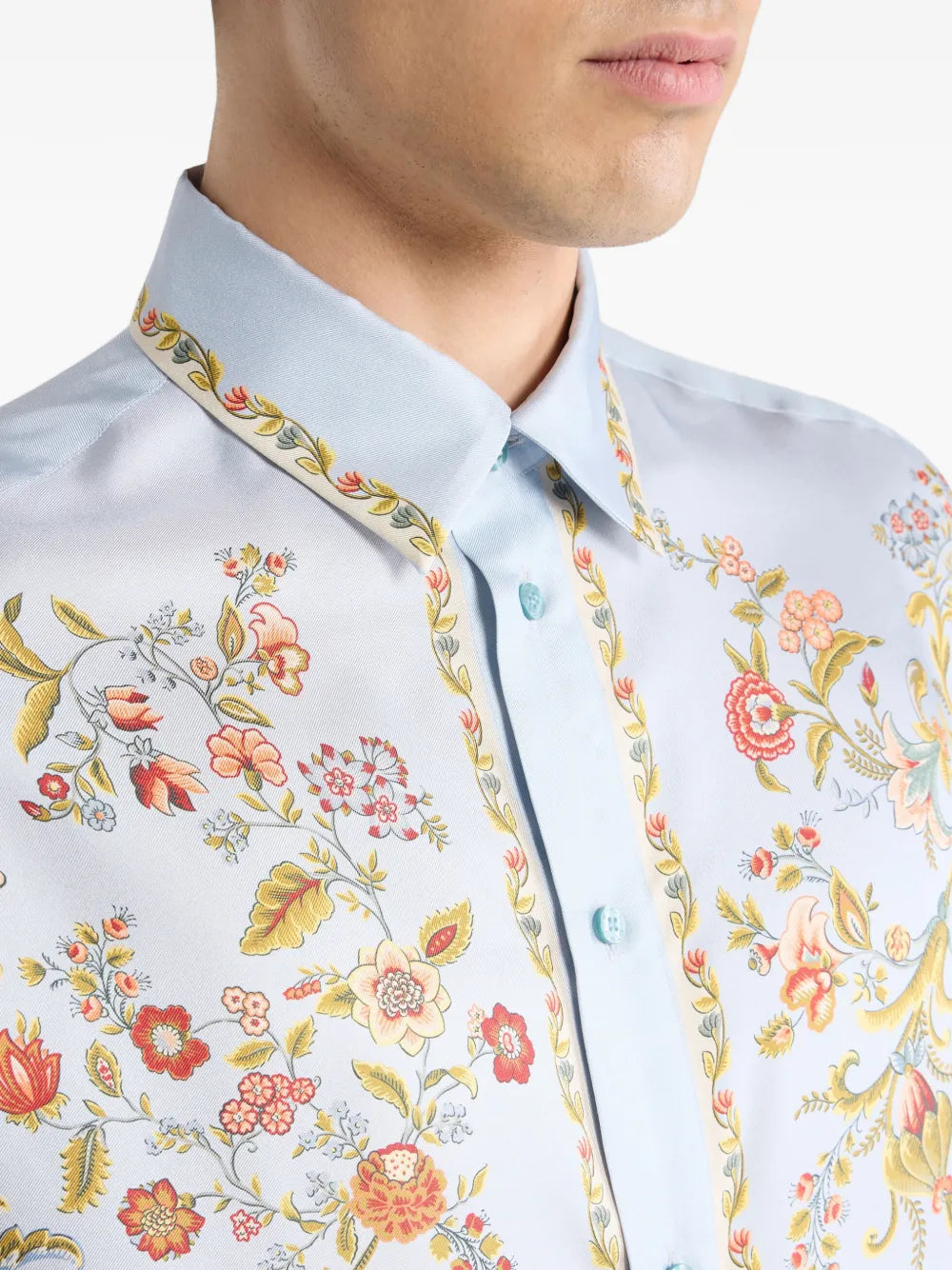 flora-fauna-print silk shirt