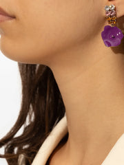flower-design embellished earrings