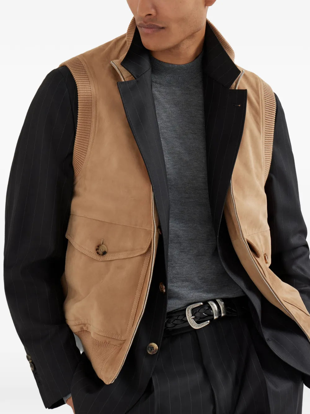 suede padded gilets