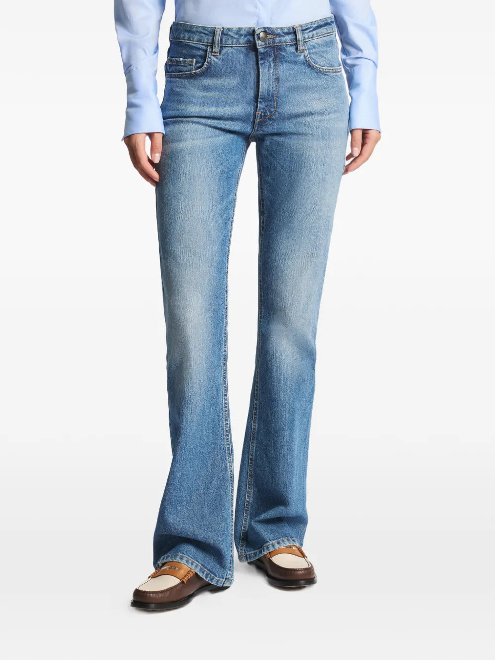 distressed-effect jeans