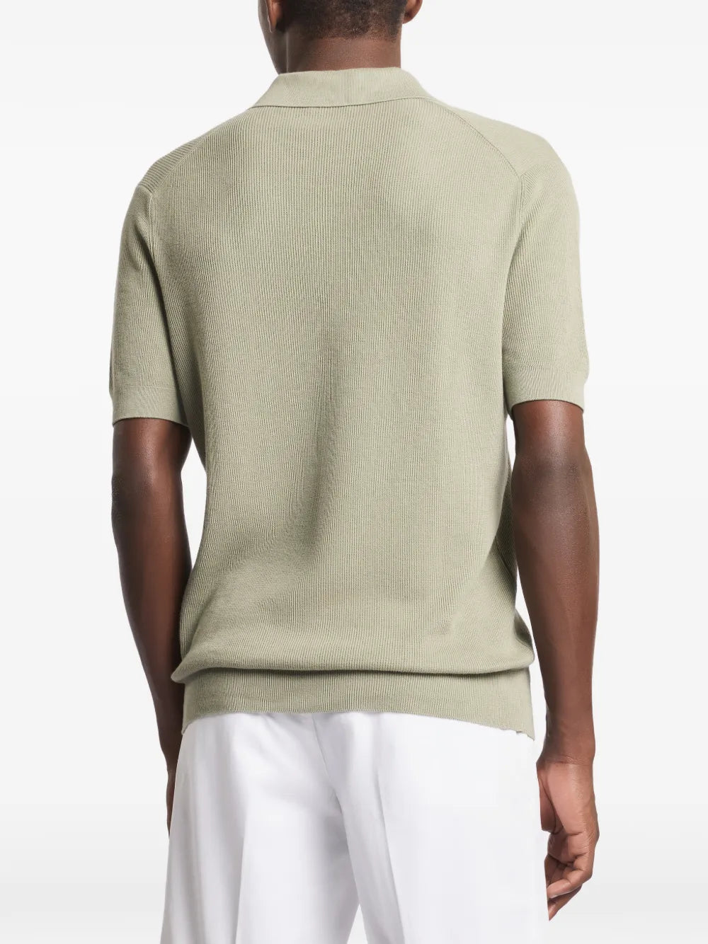 ribbed collar v-neck T-Shirt