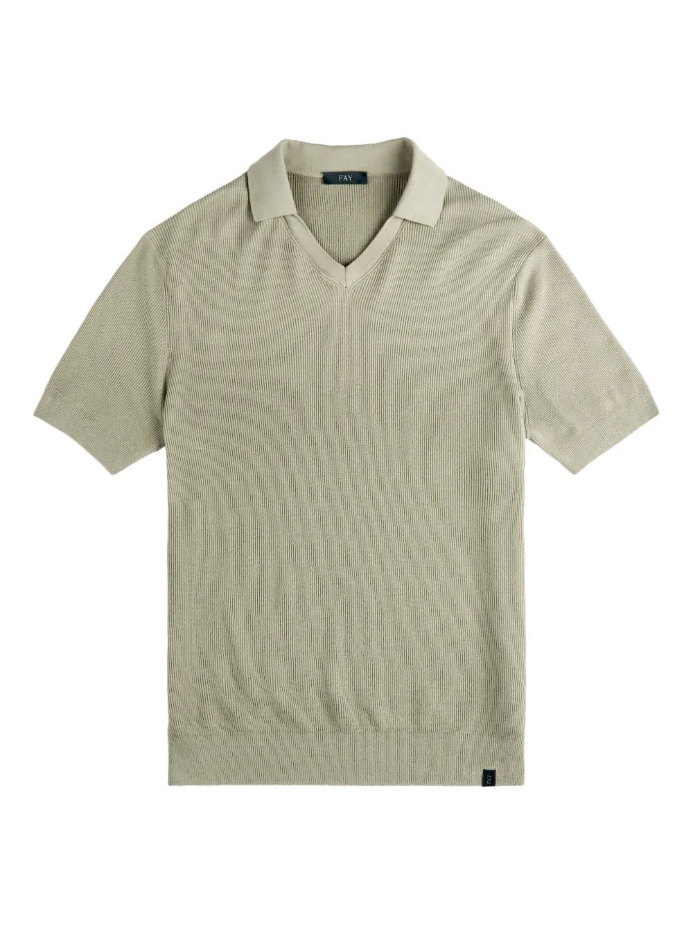 ribbed collar v-neck T-Shirt