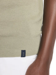 ribbed collar v-neck T-Shirt
