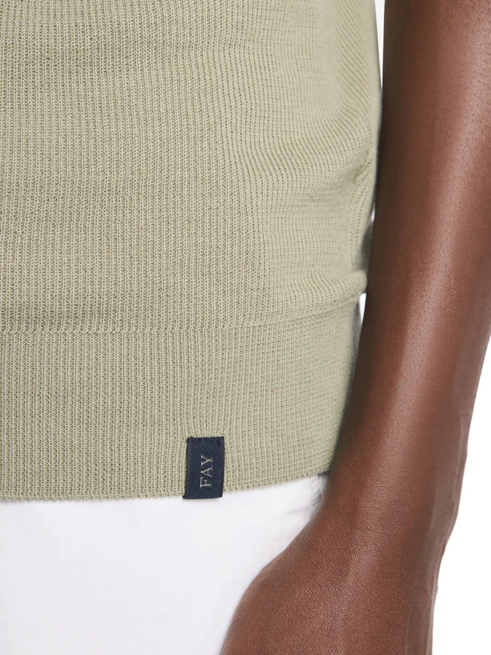 ribbed collar v-neck T-Shirt