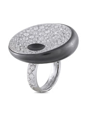 18K white gold De Grisogono diamond and onyx ring