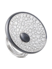 18K white gold De Grisogono diamond and onyx ring